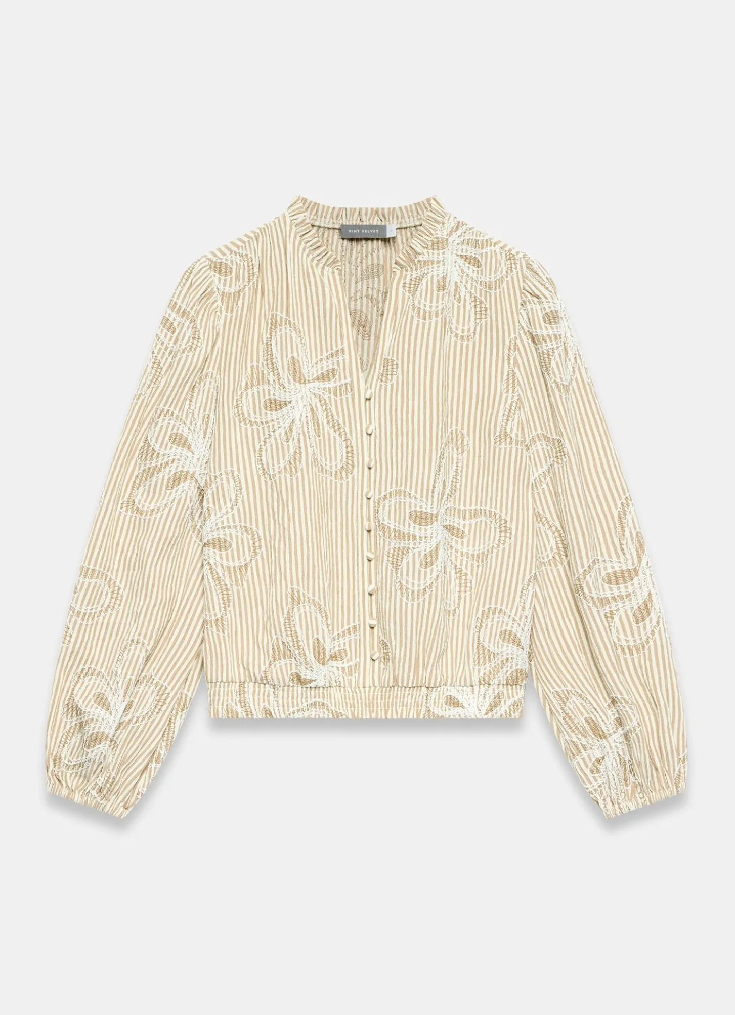 Neutral Floral Stripe Blouse