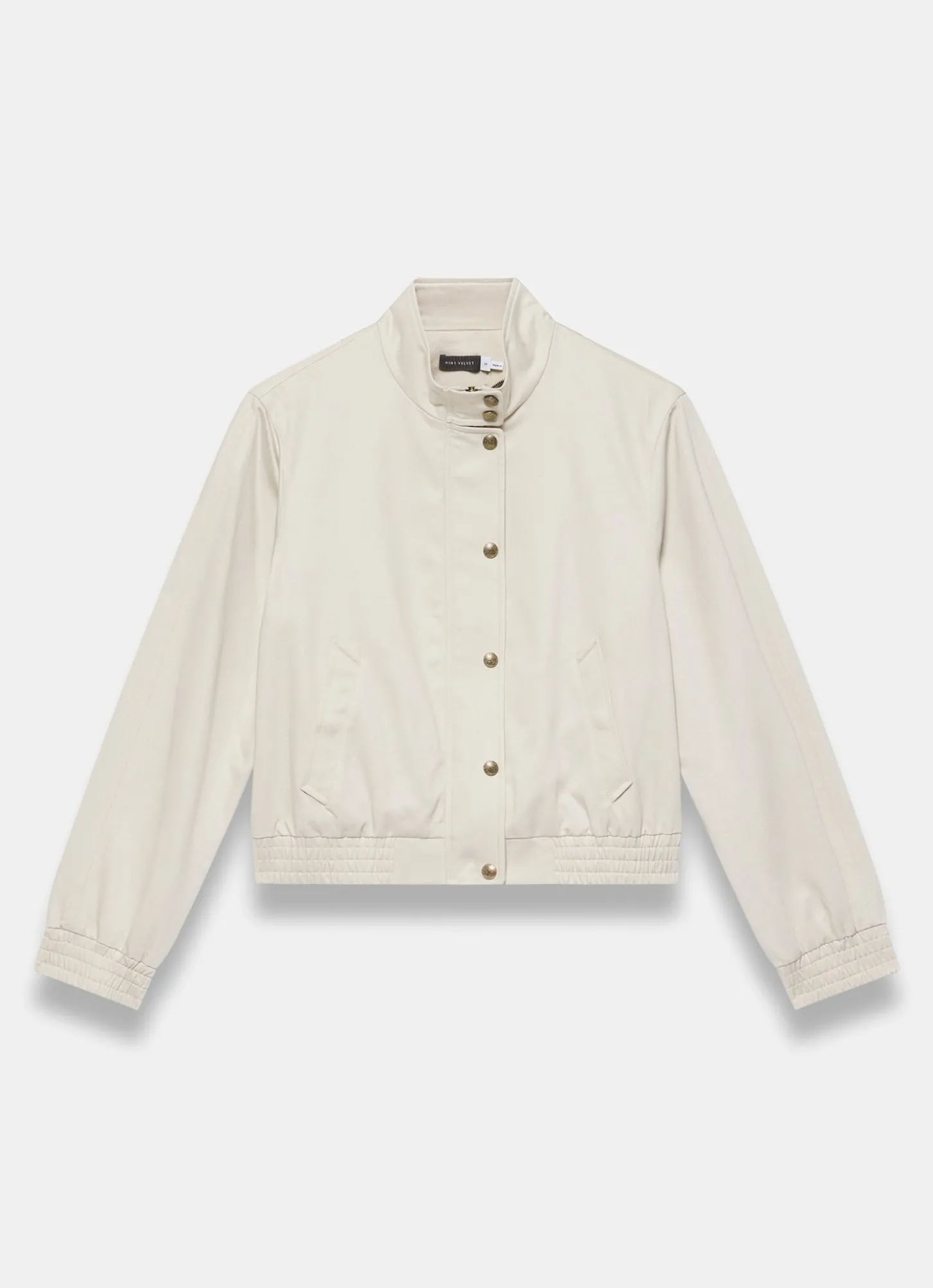 Neutral Funnel Neck Bomber Jacket