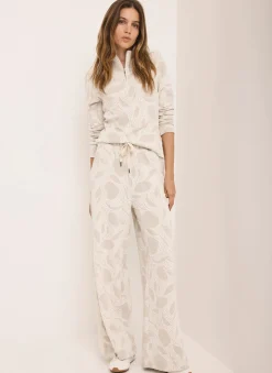 Neutral Jersey Jacquard Wide Trousers
