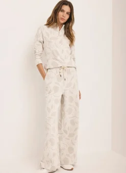 Neutral Jersey Jacquard Wide Trousers