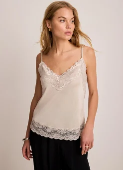 Neutral Lace Detail Camisole Top