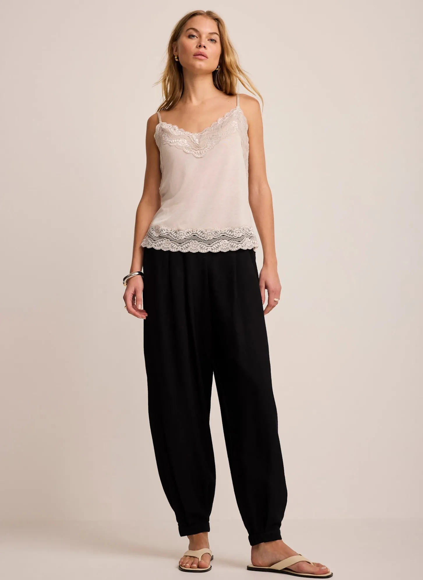 Neutral Lace Detail Camisole Top