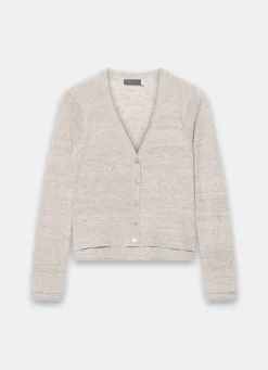 Neutral Linen Blend Layered Cardigan