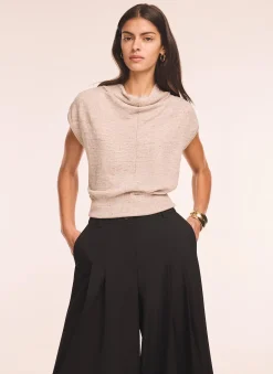 Neutral Linen Blend Sleeveless Knit Top