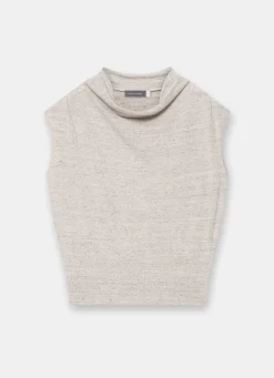 Neutral Linen Blend Sleeveless Knit Top