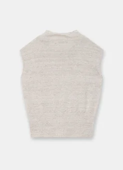 Neutral Linen Blend Sleeveless Knit Top
