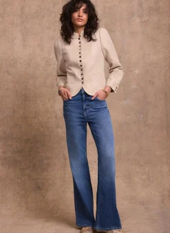 Neutral Linen Cropped Jacket