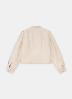 Neutral Linen Cropped Jacket