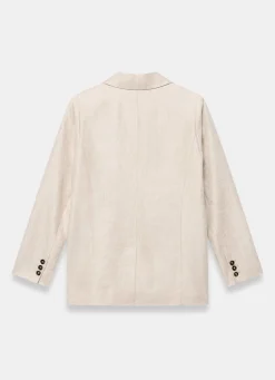 Neutral Linen Double Breasted Blazer