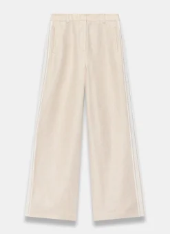Neutral Linen Side Stripe Trousers