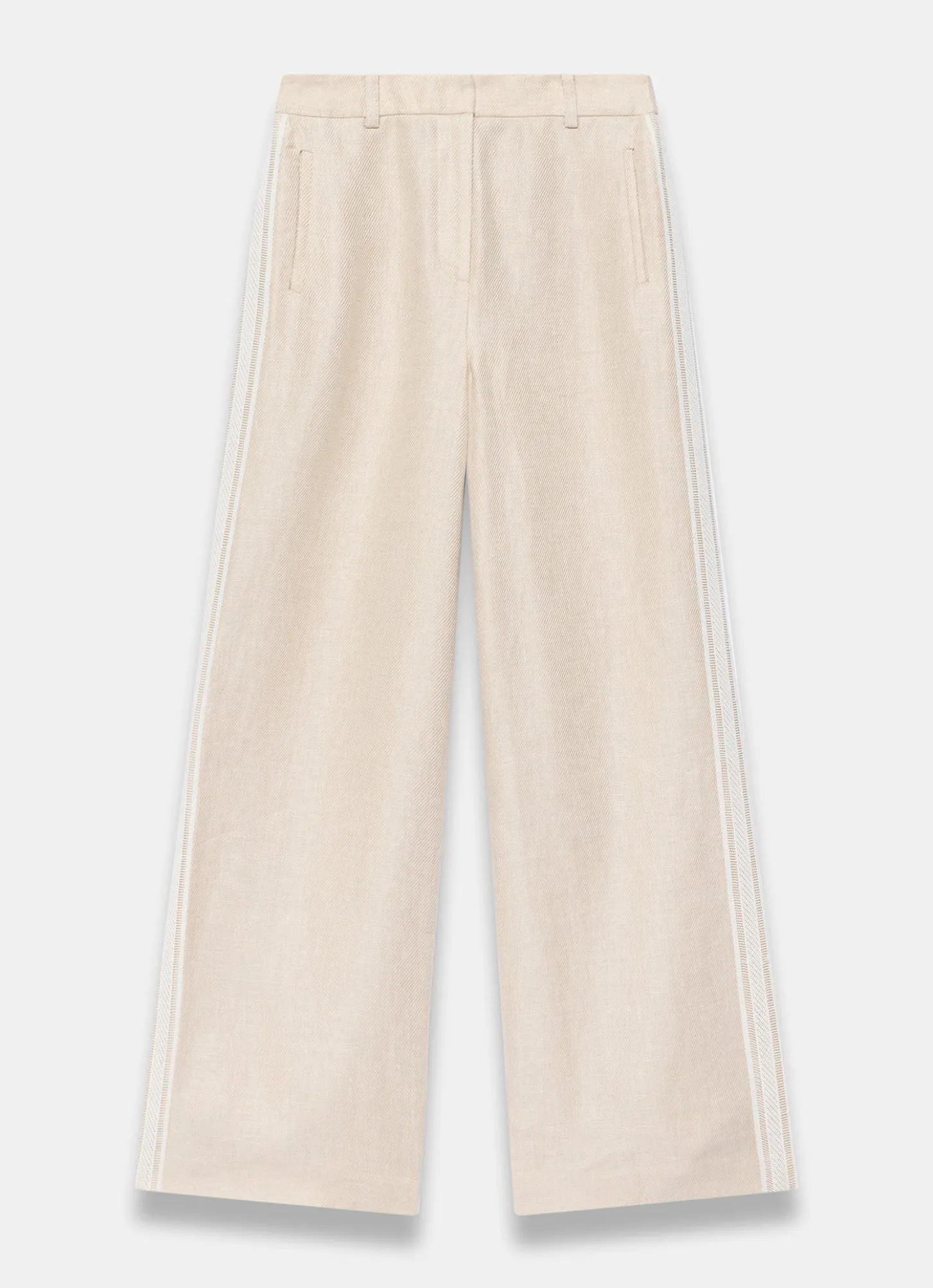 Neutral Linen Side Stripe Trousers