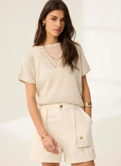 Neutral Metallic Knit Top