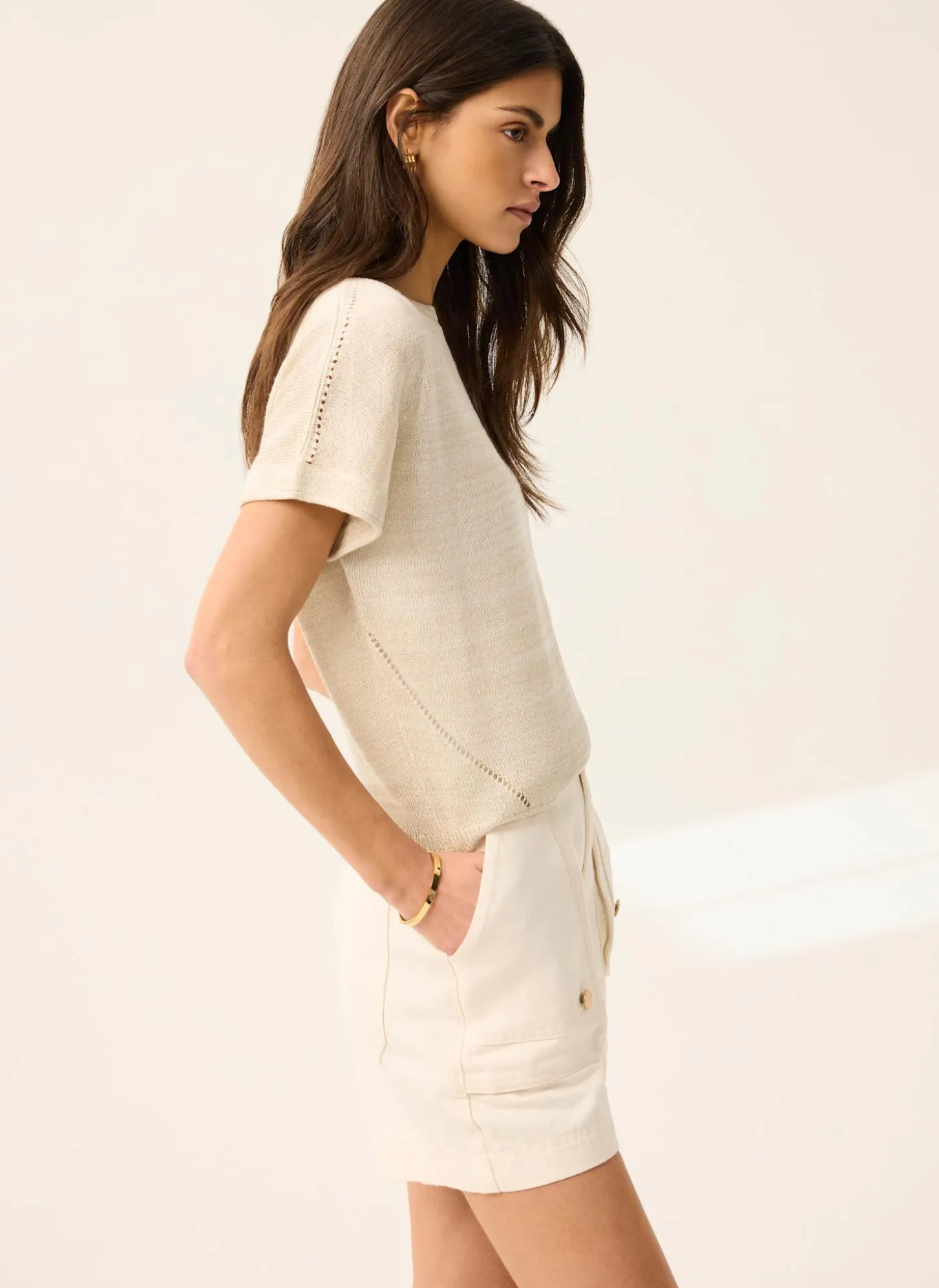 Neutral Metallic Knit Top