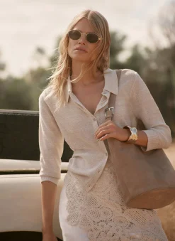 Neutral Metallic Knit Top