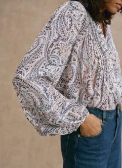 Neutral Paisley Print Blouse