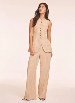 Neutral Pinstripe Longline Waistcoat