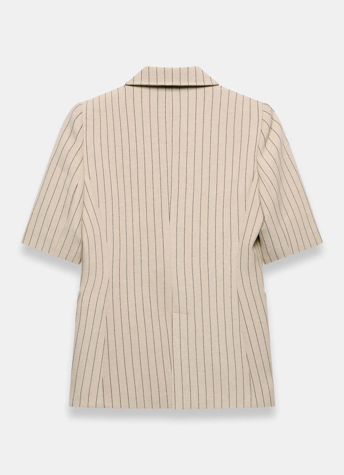 Neutral Pinstripe Short Sleeve Blazer