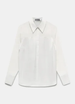 Neutral Satin Long Sleeve Shirt