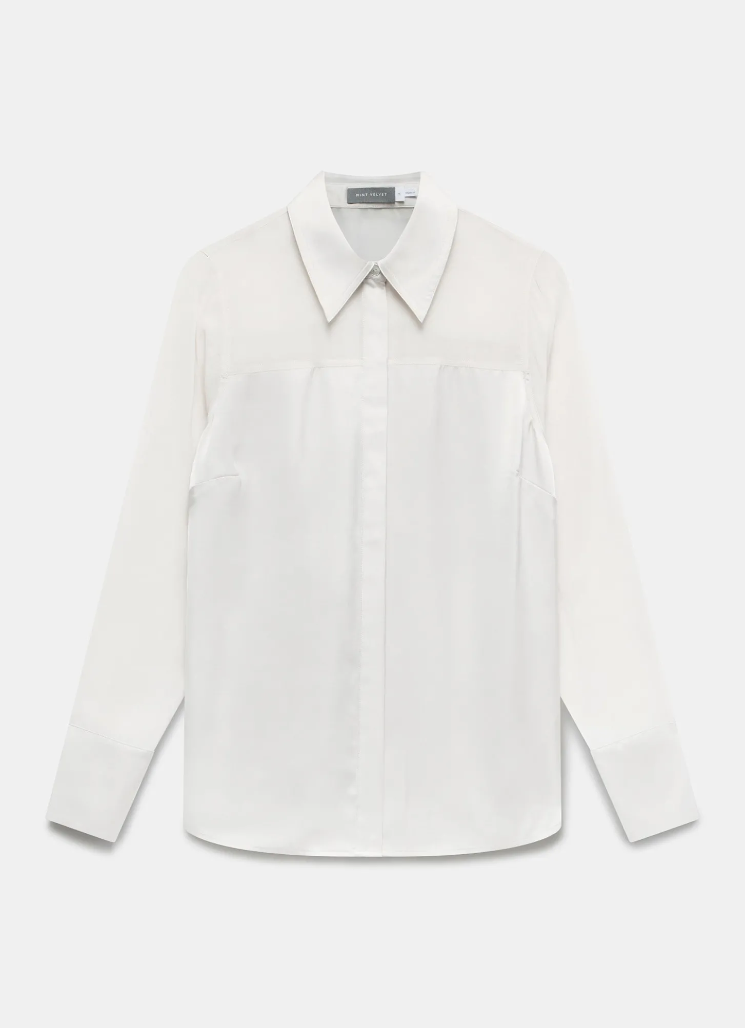 Neutral Satin Long Sleeve Shirt