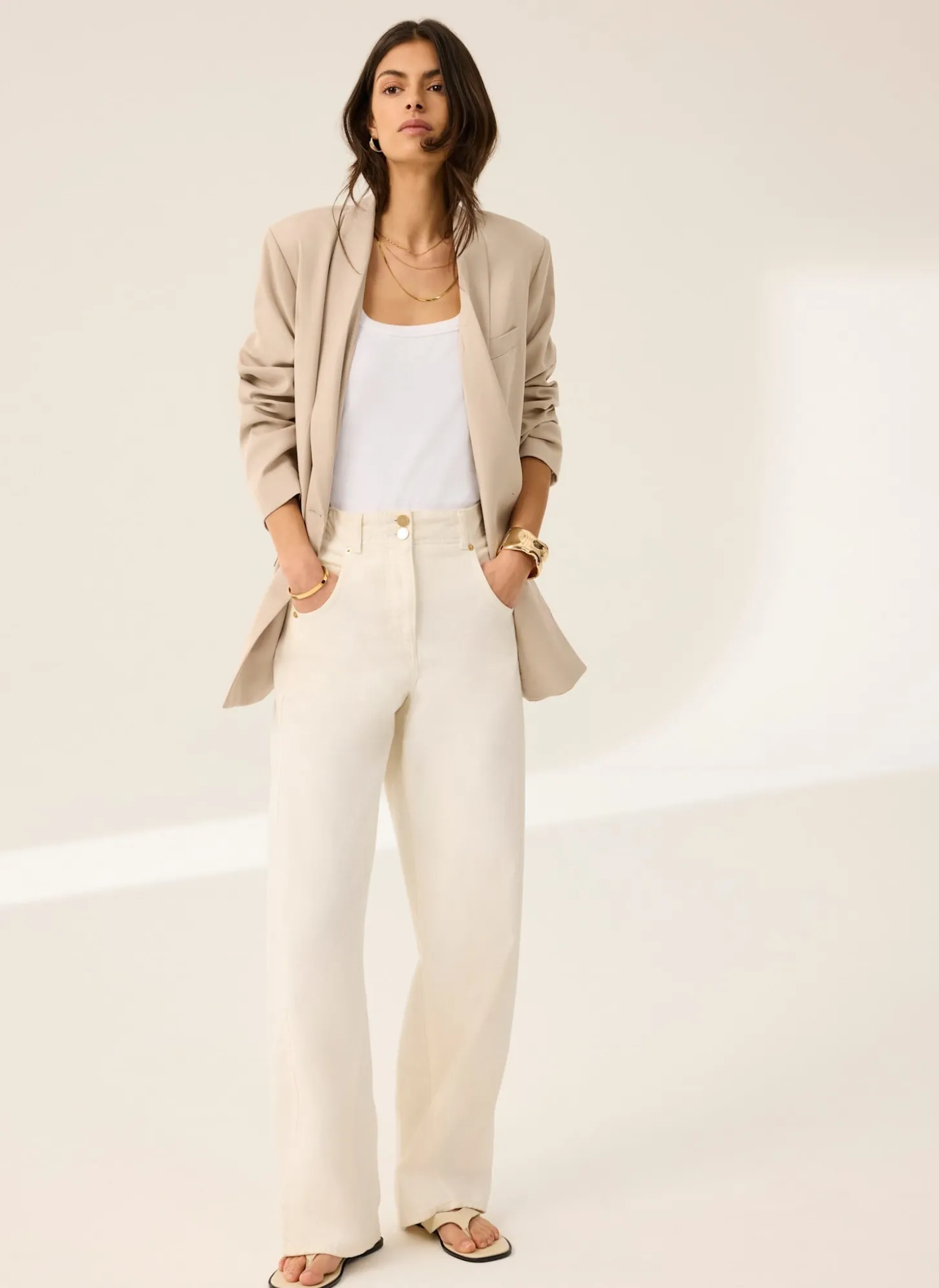 Neutral Single Breasted Blazer