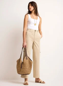 Neutral Straight Utility Chino Trousers