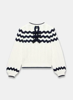 Neutral Striped Bow Back Jumper