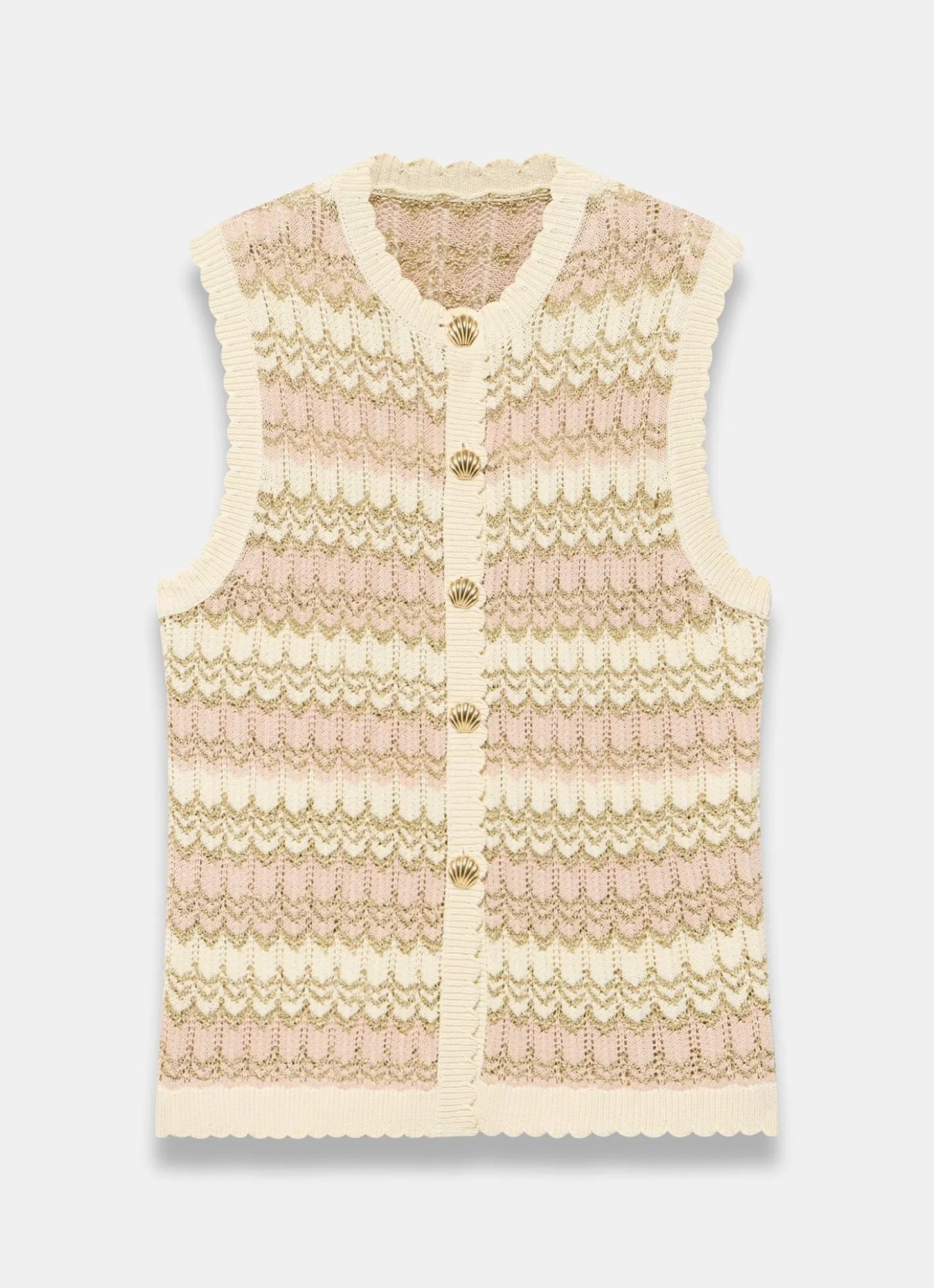 Neutral Striped Crochet Waistcoat
