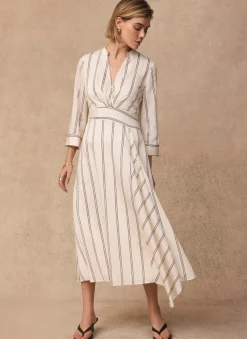 Neutral Striped Midi Dress