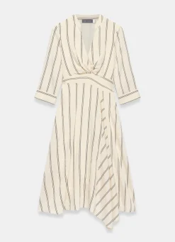 Neutral Striped Midi Dress