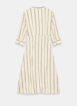 Neutral Striped Midi Dress