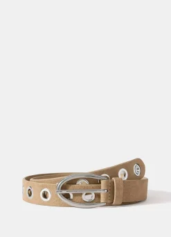 Neutral Suede Eyelet Belt