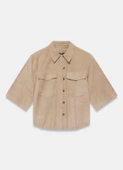 Neutral Suede Oversized Shirt