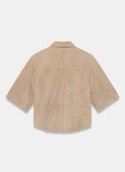 Neutral Suede Oversized Shirt