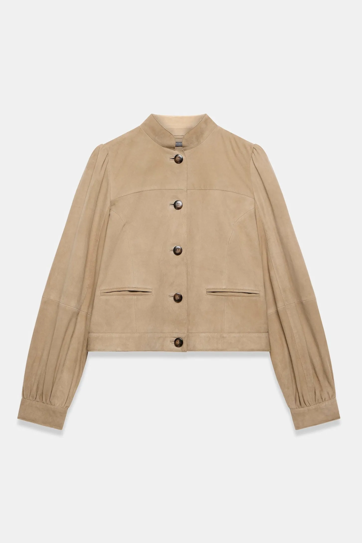 Neutral Suede Puff Sleeve Jacket
