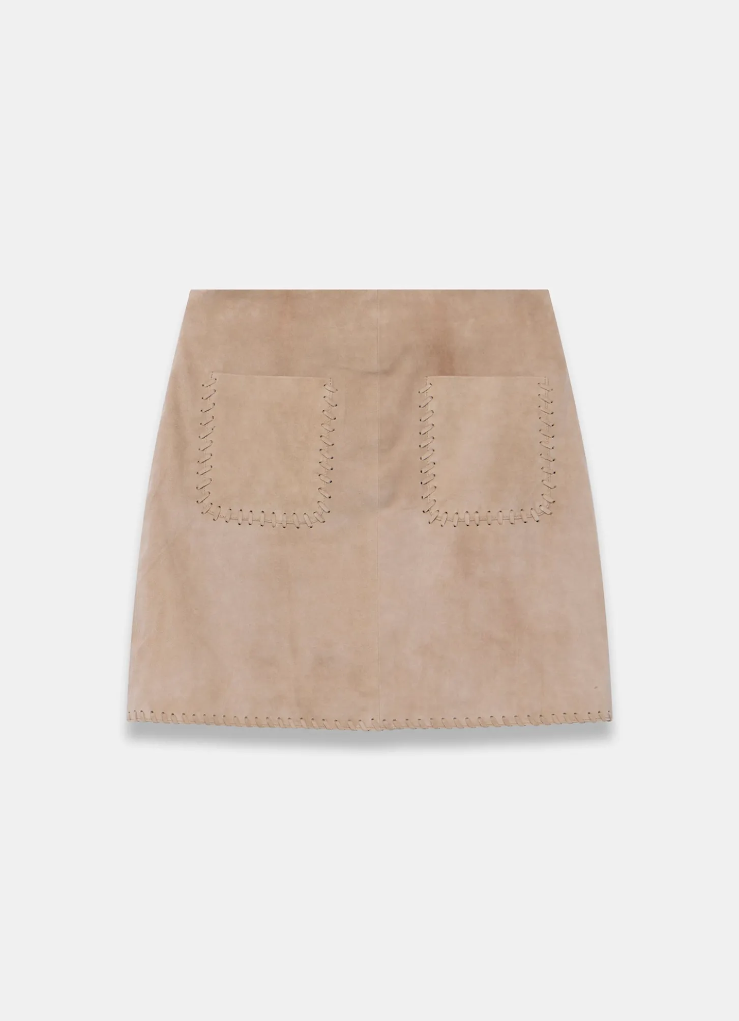 Neutral Suede Stitch Mini Skirt