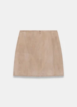 Neutral Suede Stitch Mini Skirt