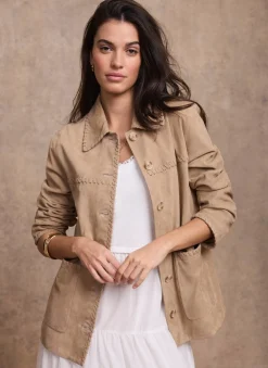 Neutral Suede Stitch Shacket