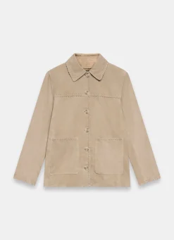 Neutral Suede Stitch Shacket