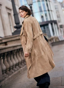 Neutral Suede Trench Coat