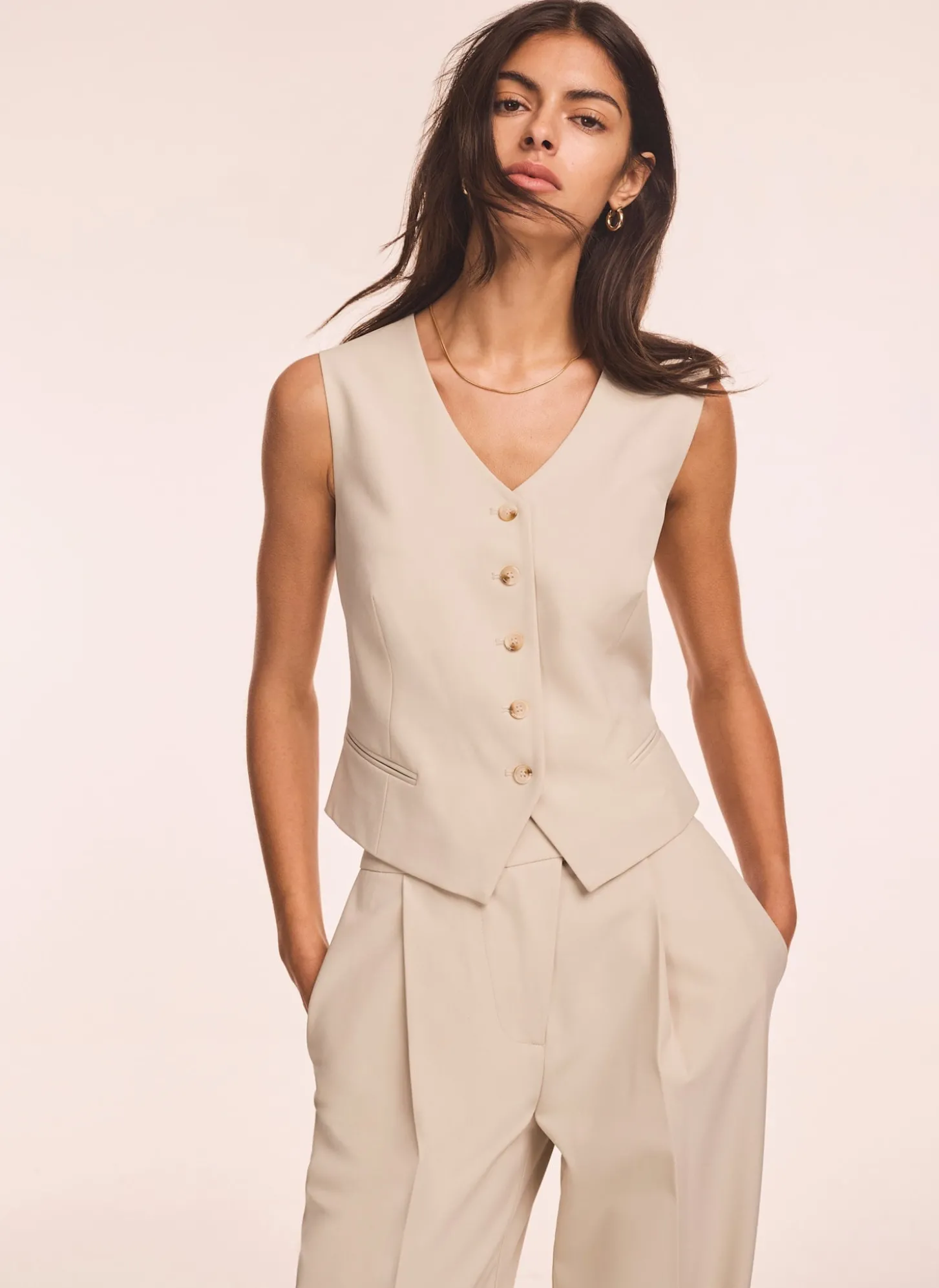 Neutral Tailored Waistcoat