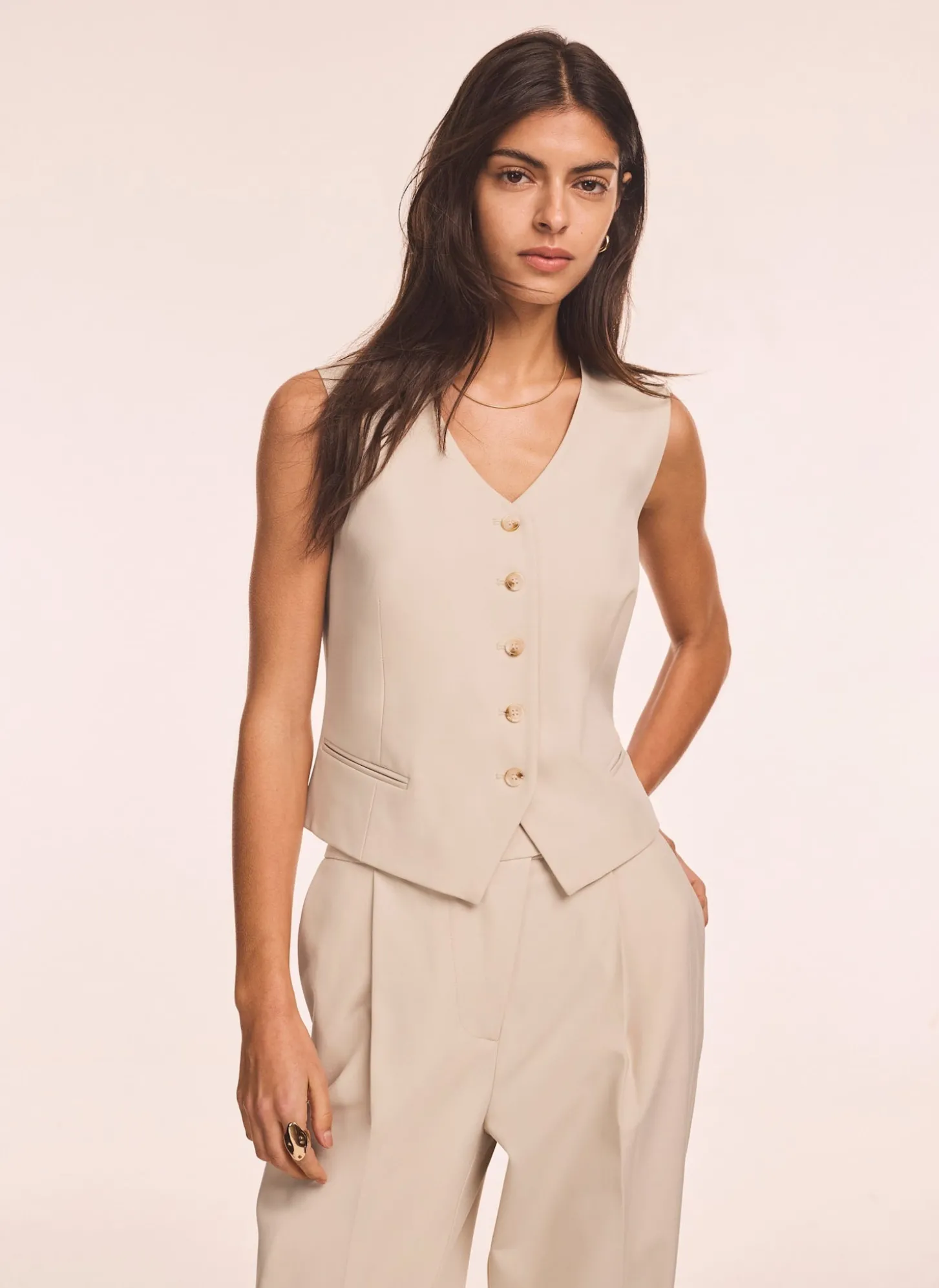 Neutral Tailored Waistcoat