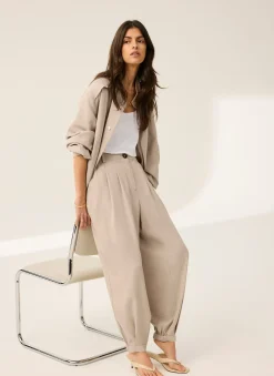 Neutral Tapered Balloon Trousers
