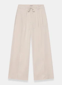 Neutral Tie Waist Wide Trousers