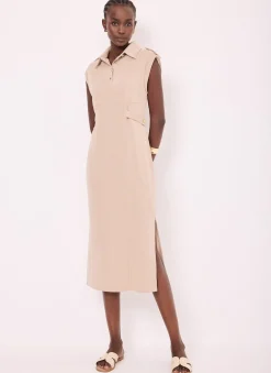 Neutral Utility Midi Dress
