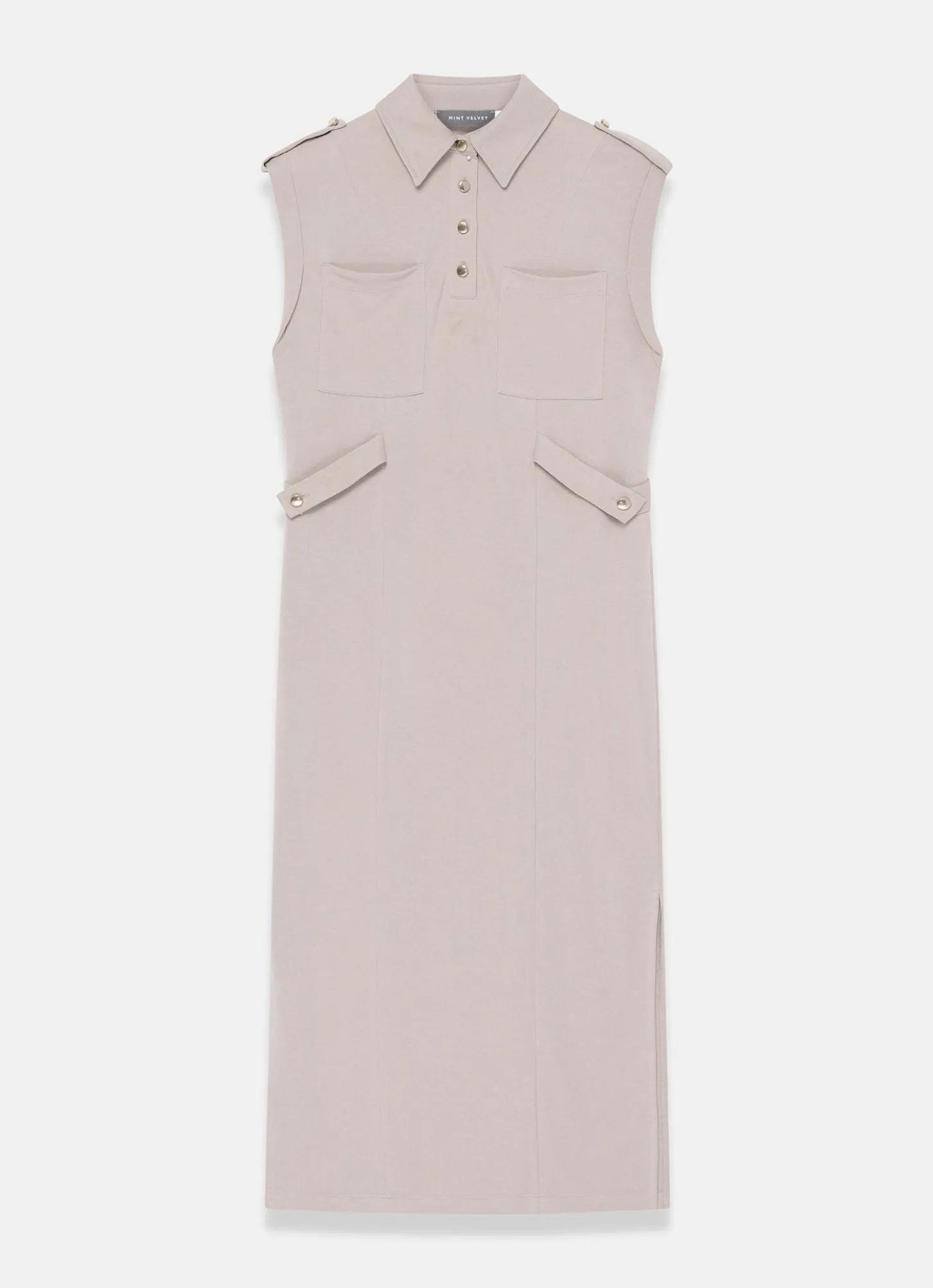 Neutral Utility Midi Dress