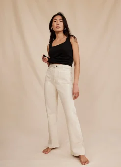 Neutral Wash Relaxed Bootcut Patch Pocket Jeans