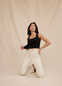 Neutral Wash Relaxed Bootcut Patch Pocket Jeans