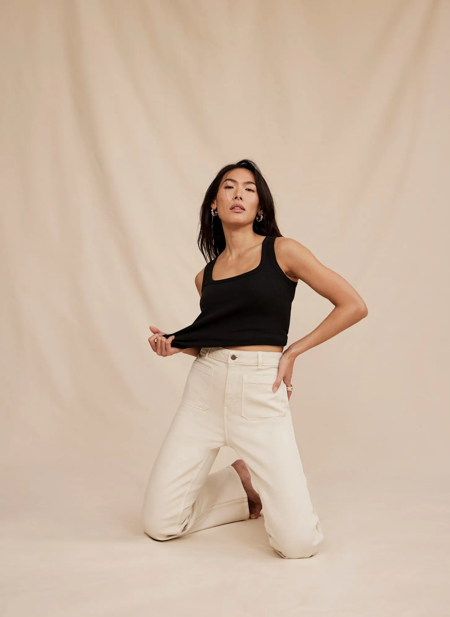 Neutral Wash Relaxed Bootcut Patch Pocket Jeans