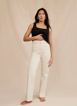Neutral Wash Relaxed Bootcut Patch Pocket Jeans