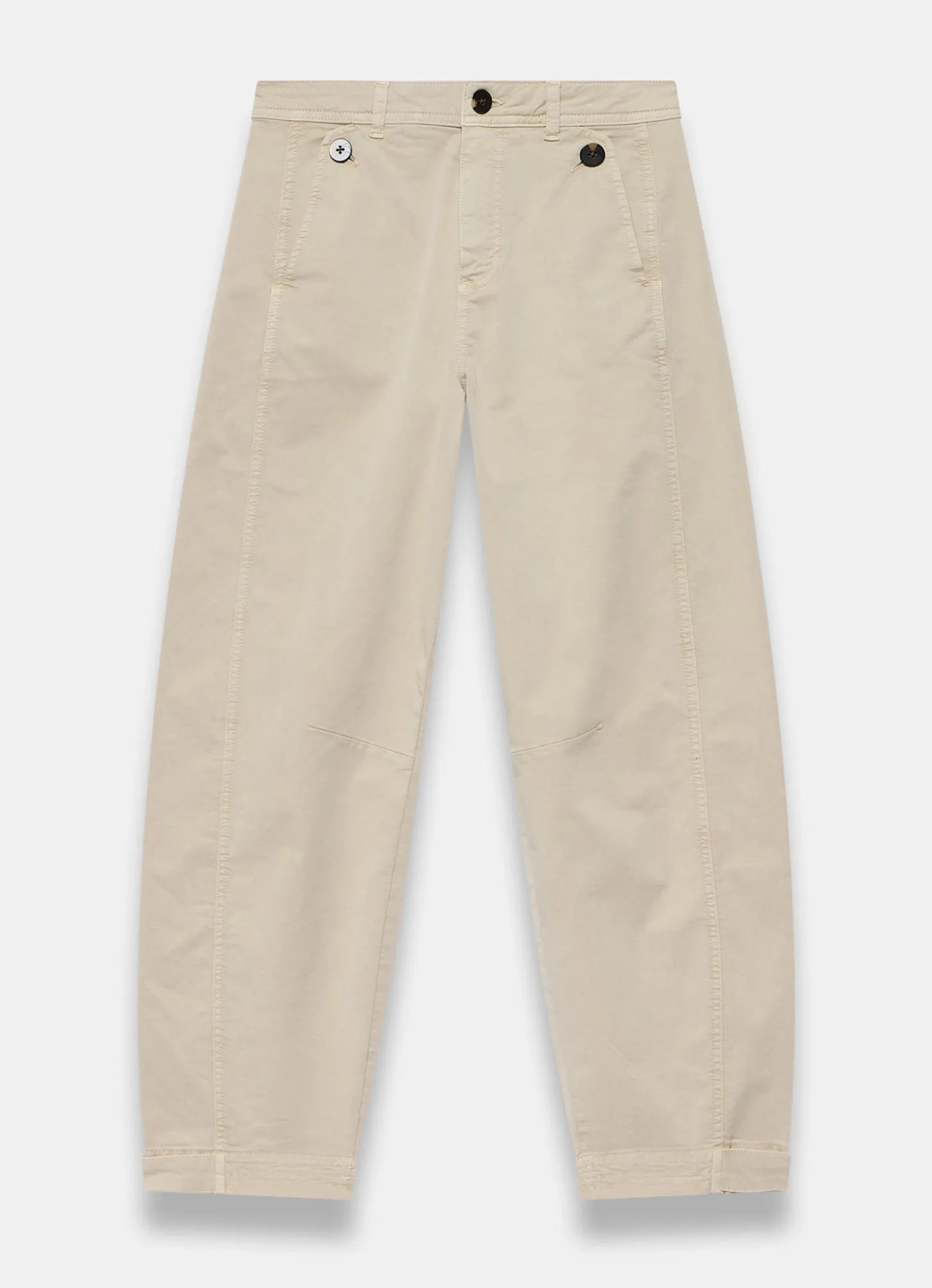 Neutral Washed Barrel Leg Chino Trousers